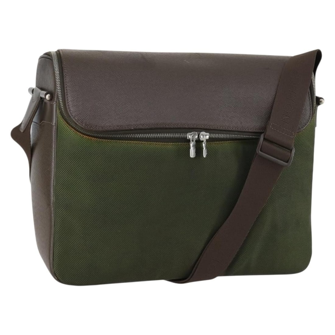 LOUIS VUITTON Taiga Leather Khaki Shoulder Bag M30868 Made in France (1 of 18)