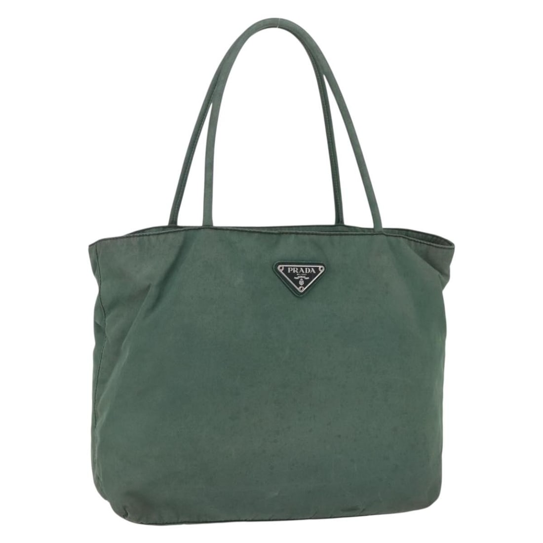 PRADA Khaki Silver Nylon Tote Bag Italy Auth bs31174 (1 of 18)