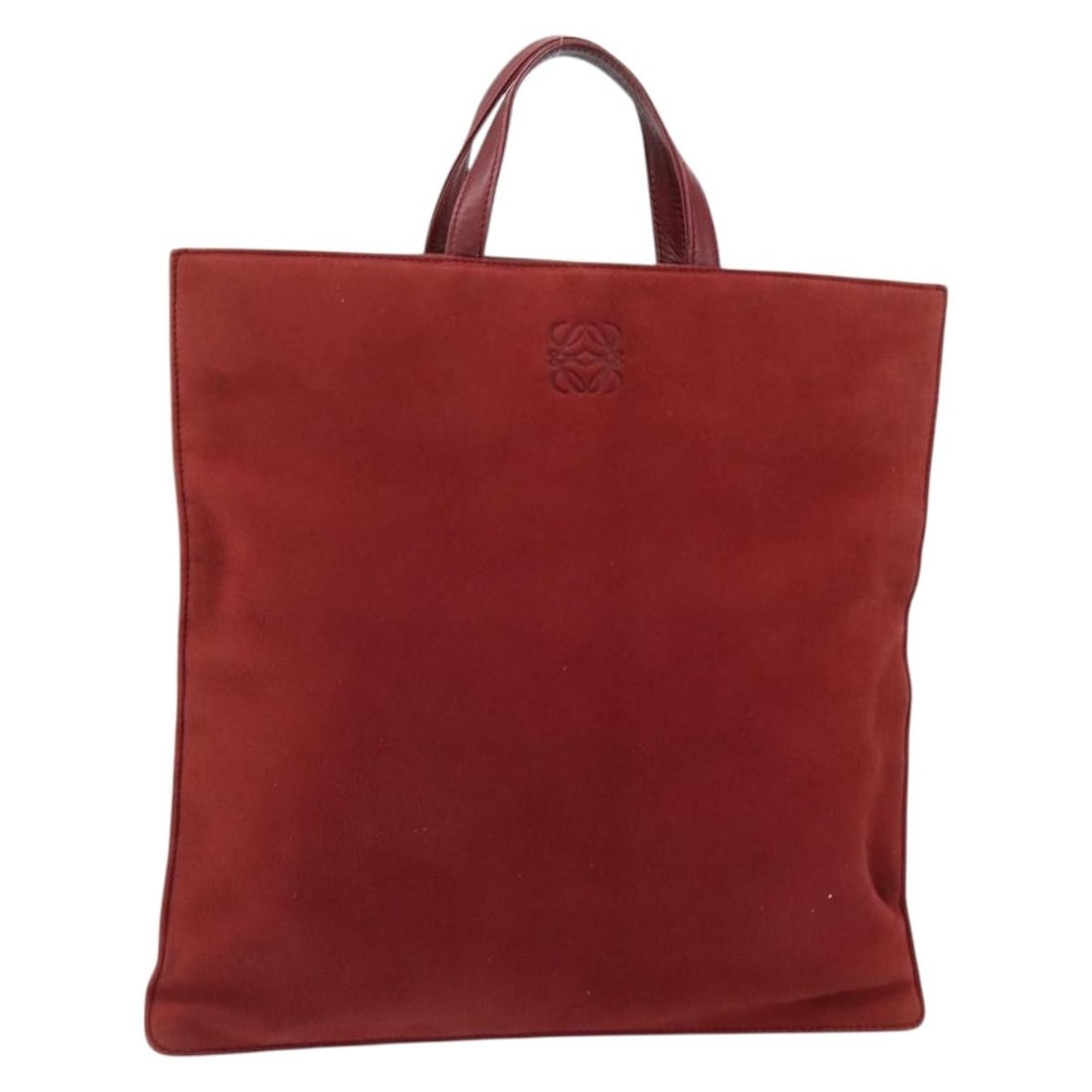 LOEWE Anagram Suede Tote Bag Gold Red Authentic: LOEWE Anagram Suede Tote Bag Gold Red Authentic This LOEWE Anagram Tote Bag is crafted from luxurious suede in a striking gold and red color combination. With approximate dimensions of 13.0 inches (33