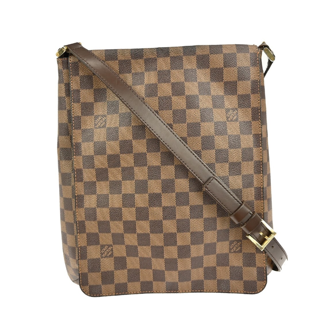 Louis Vuitton Musette Damier Canvas Medium Shoulder Crossbody Bag Brown N51302: Louis Vuitton Musette Damier Canvas Medium Shoulder Crossbody Bag Brown N51302 This vintage Louis Vuitton Musette shoulder bag features the classic Damier canvas leather exterior in brown with a check