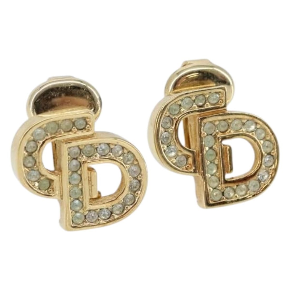 Christian Dior Champagne Gold Metal Earrings Auth 147041 (1 of 9)