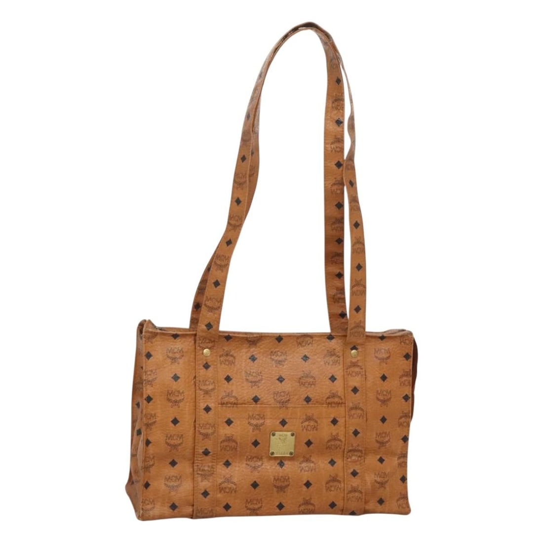 MCM Logogram Vicetos Brown Gold Tote Bag PVC Leather Auth 121216 (1 of 18)