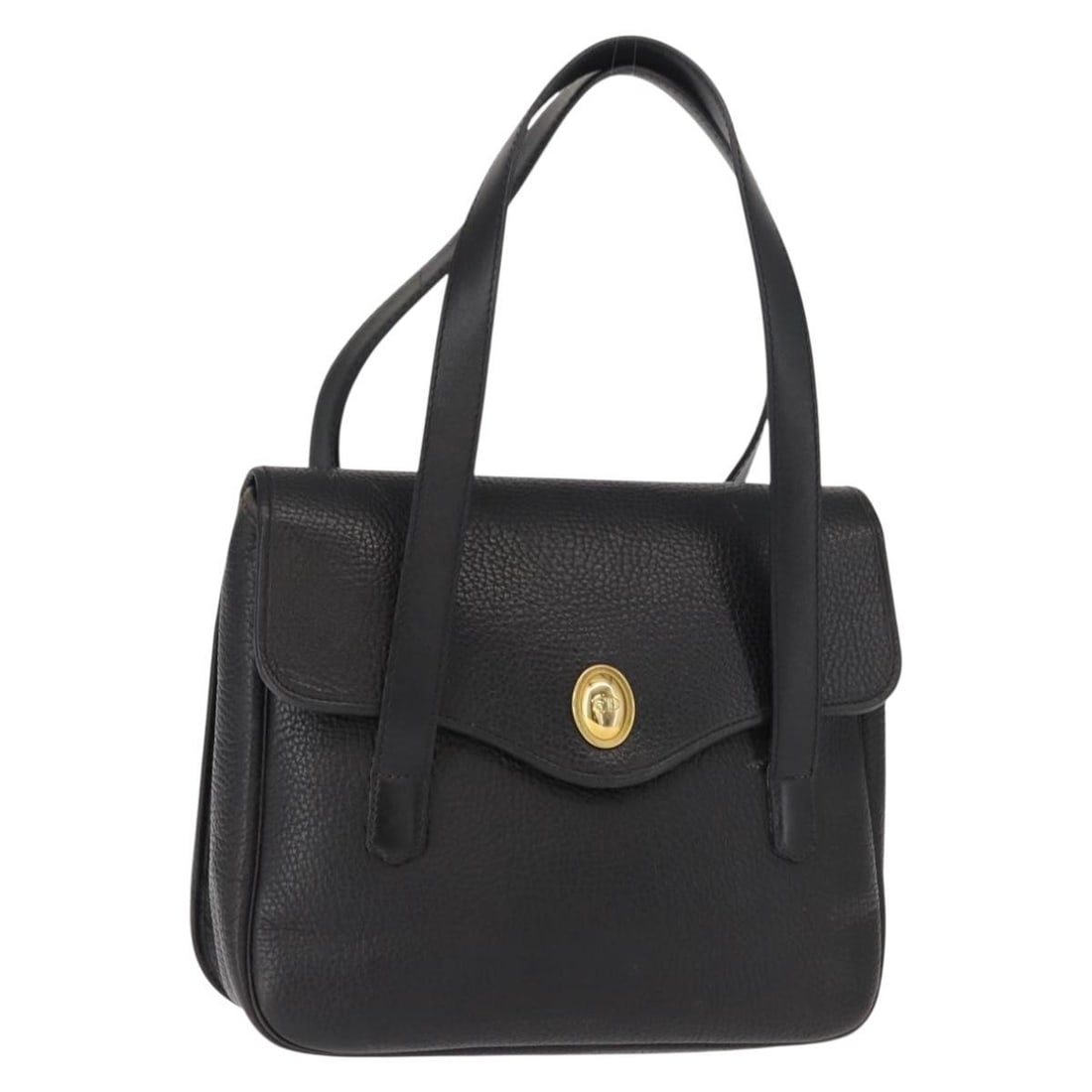 Christian Dior Black Leather Hand Bag Gold Accent Authenticated (1 of 18)