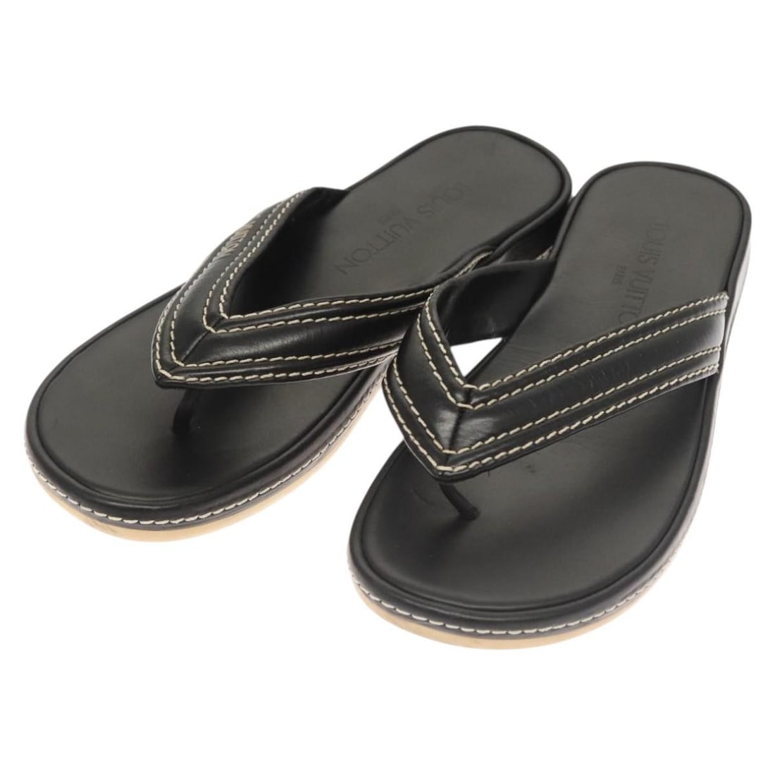 Louis Vuitton Black Leather Sandals Women's Size 9.4 Authenticated (1 of 18)