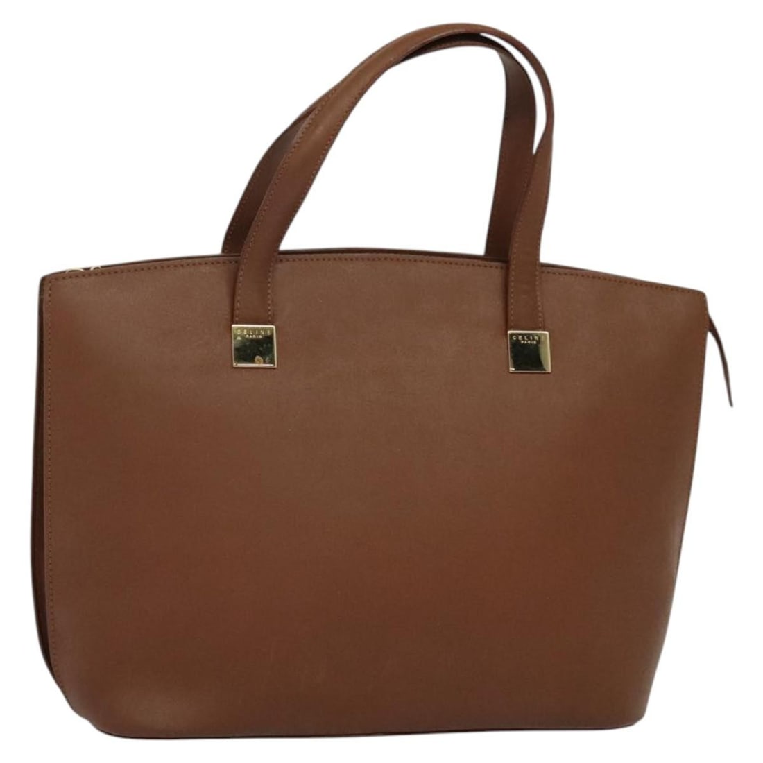 CELINE Brown Gold Leather Hand Bag Italy Auth BS25822 (1 of 18)