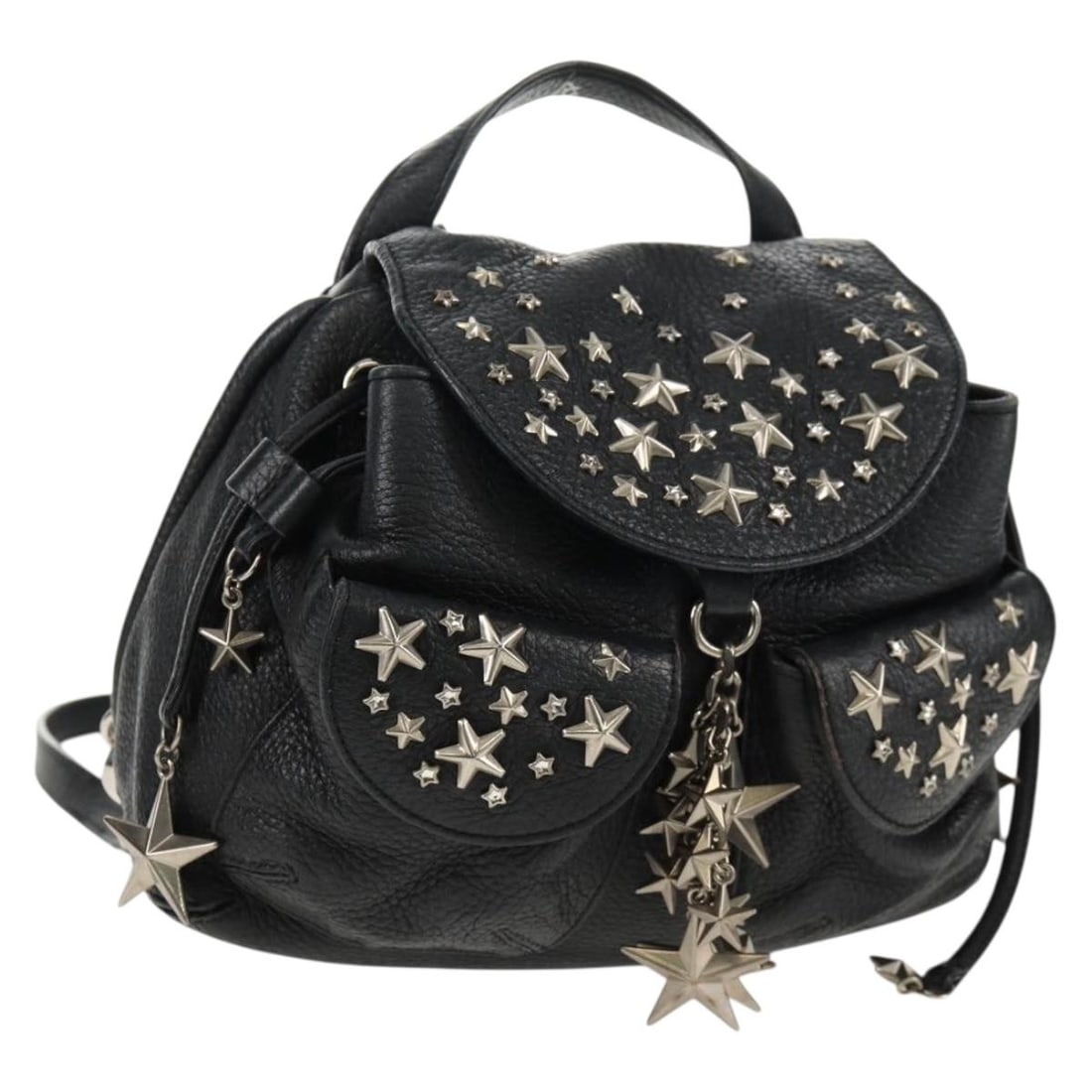 Black Leather Jimmy Choo Backpack with Silver Stud Accents Italy (1 of 18)