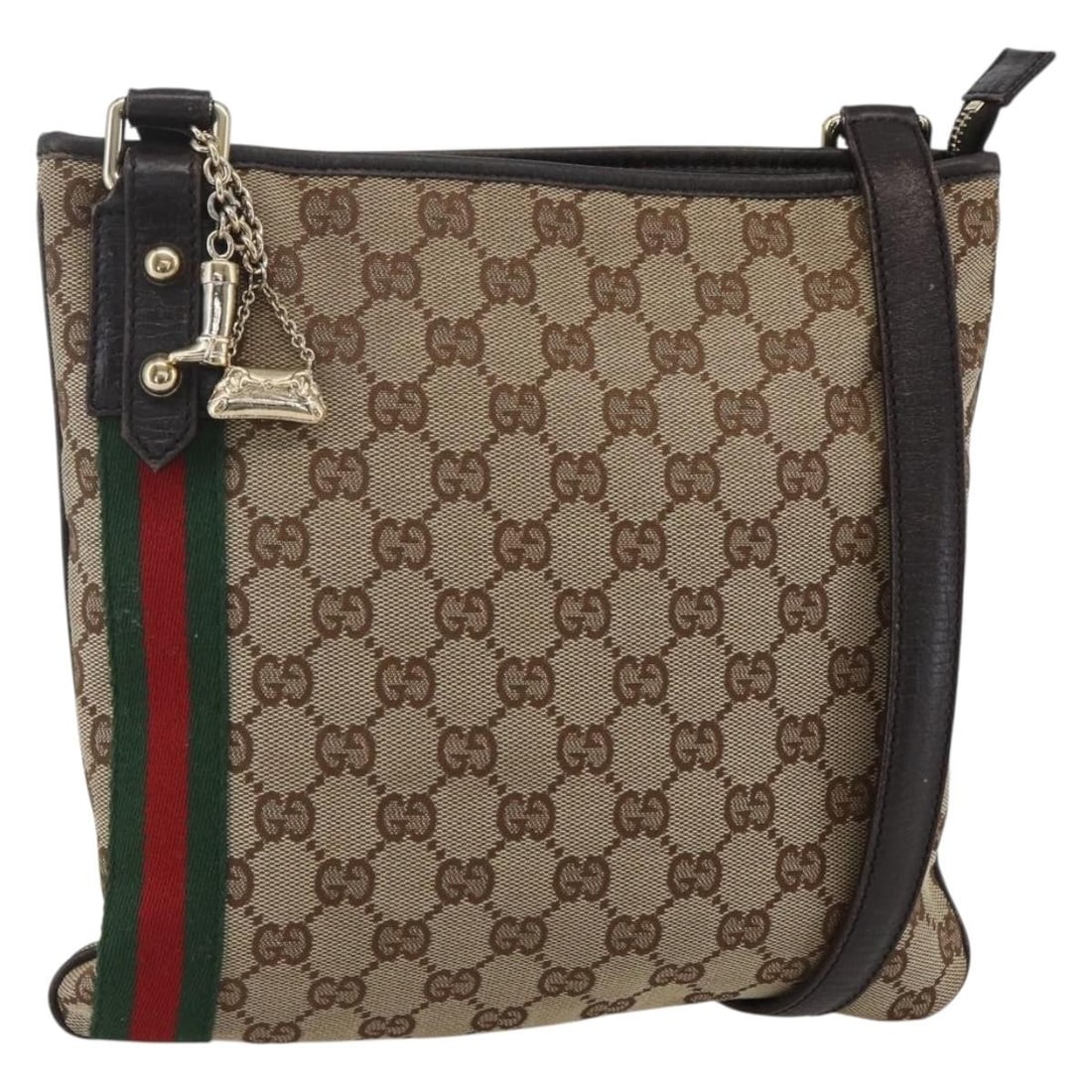 GUCCI GG Canvas Sherry Line Shoulder Bag Beige Gold Red 144388 Auth: GUCCI GG Canvas Sherry Line Shoulder Bag Beige Gold Red 144388 Auth This authentic Gucci GG Canvas Web Sherry Line Shoulder Bag is a stylish accessory that combines luxury and functionality. Crafted i