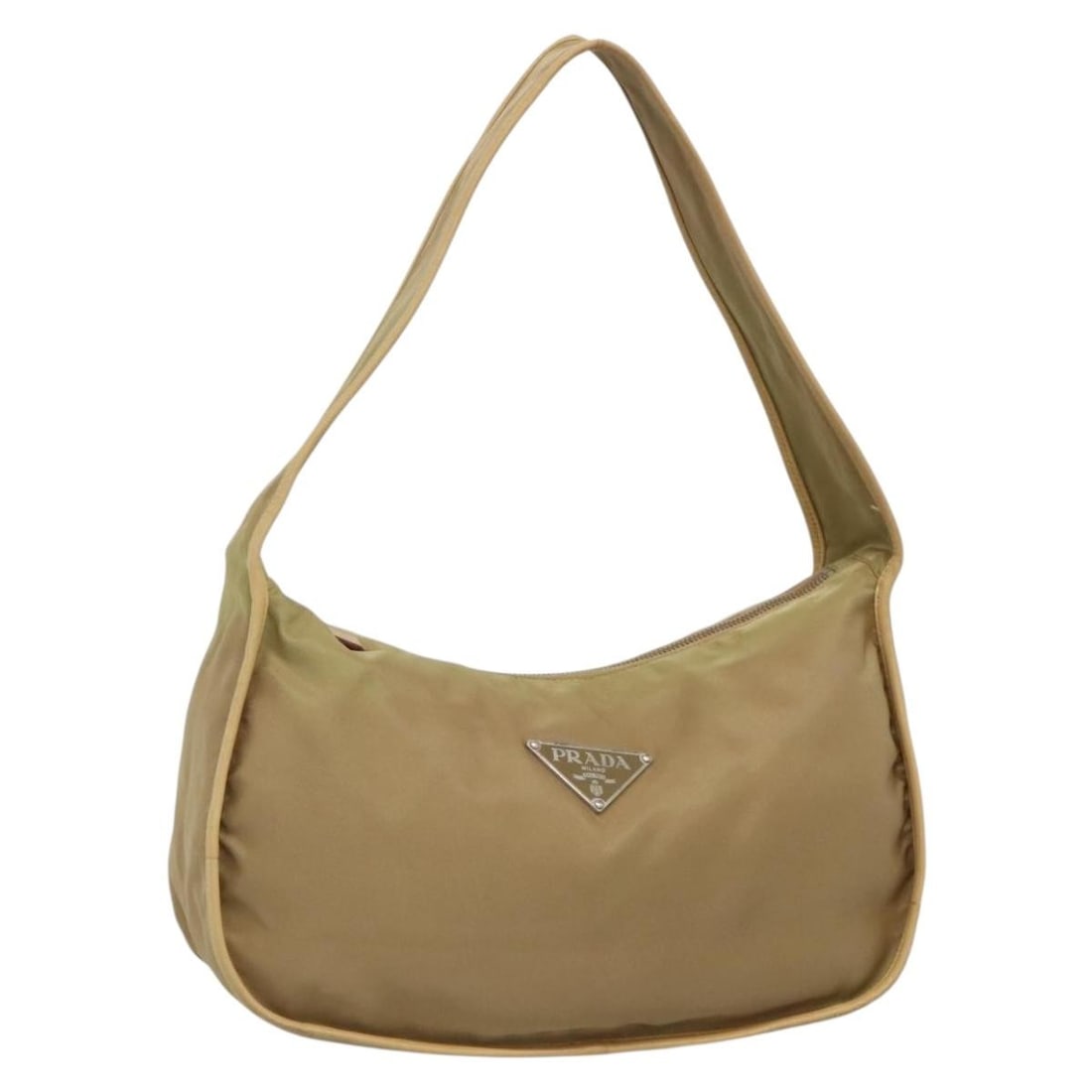 PRADA Brown Silver Nylon Shoulder Bag Auth 132575 Italy (1 of 18)