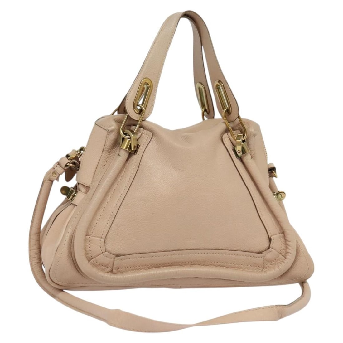 Chloe Paraty Leather Handbag Beige Gold Auth 131001 Made in Italy (1 of 18)