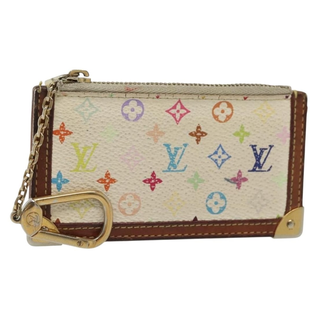 LOUIS VUITTON M92655 Multicolor Coin Purse White Made in Spain: LOUIS VUITTON M92655 Multicolor Coin Purse White Made in Spain This authentic Louis Vuitton Multicolor Pochette Cles Coin Purse is a stylish accessory crafted from Monogram Multicolor Canvas in a chic