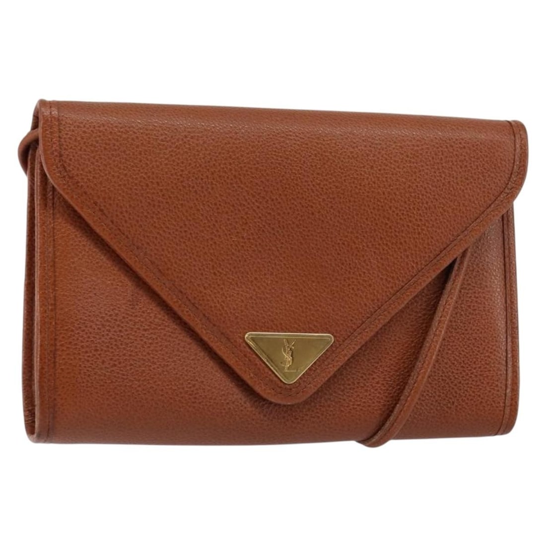 SAINT LAURENT Brown Leather Shoulder Bag with Gold Accents (1 of 18)