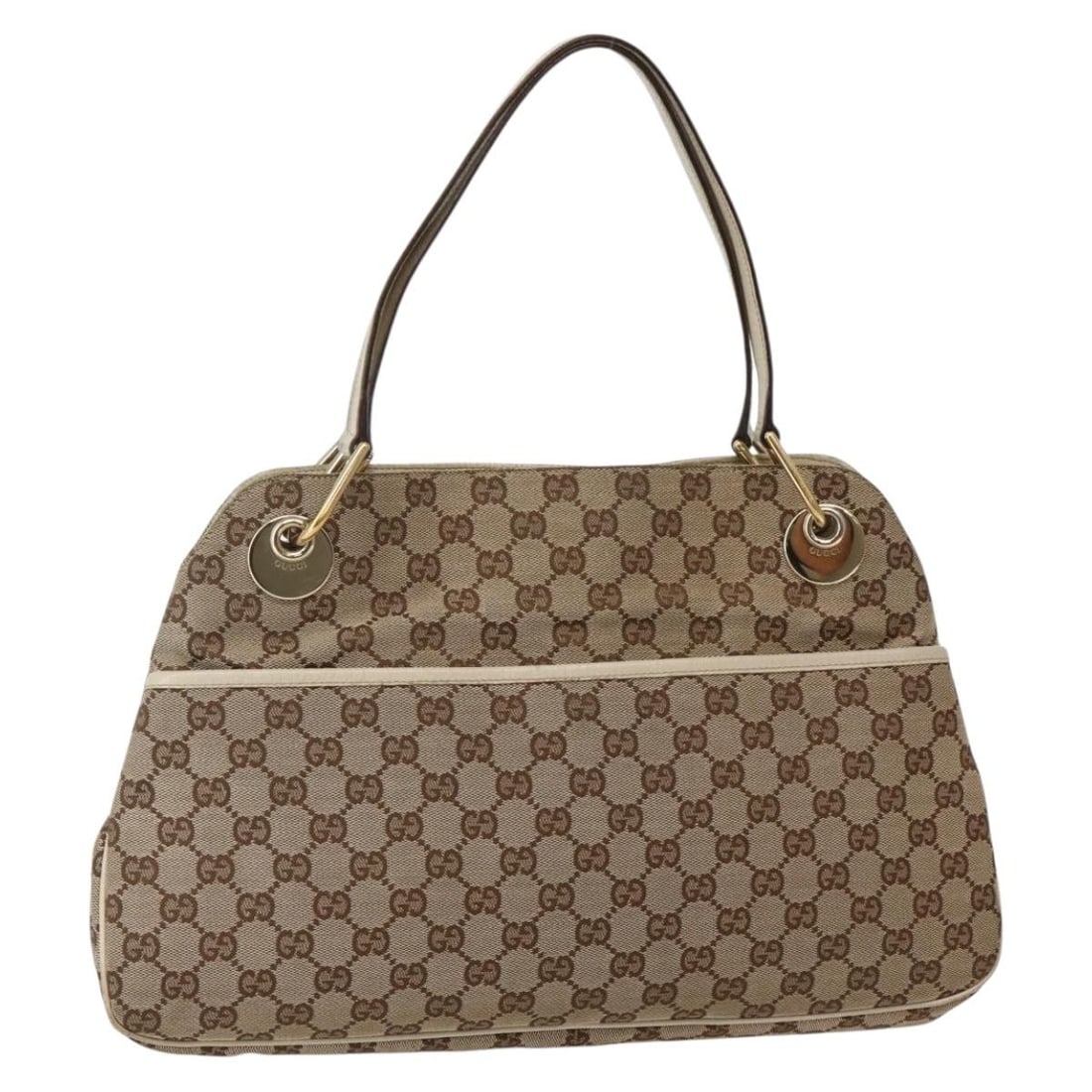 GUCCI GG Canvas Tote Bag Beige Gold Made in Italy Auth 121023 (1 of 18)
