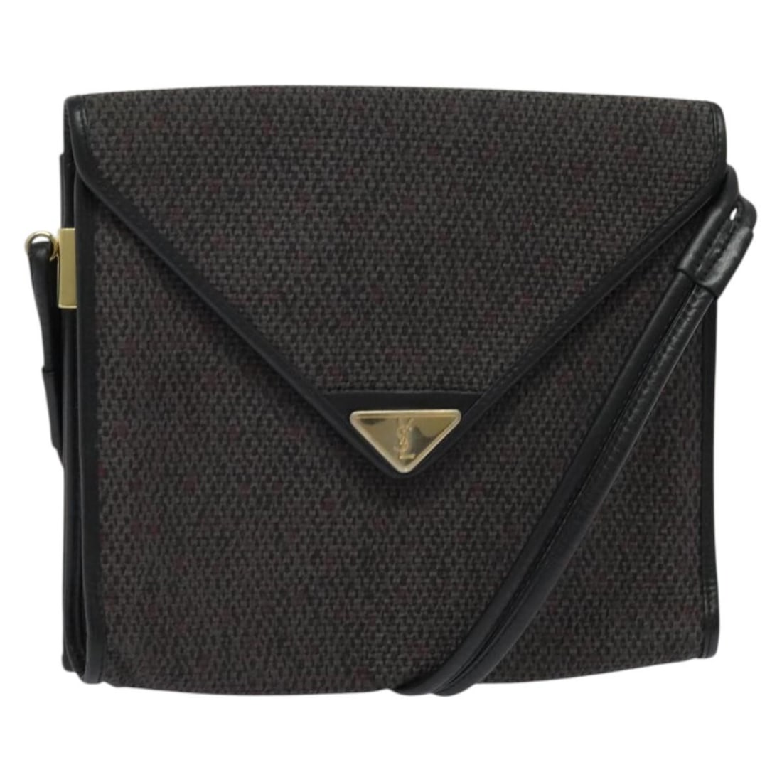 SAINT LAURENT Gray Gold PVC Leather Shoulder Bag Auth 132120: SAINT LAURENT Gray Gold PVC Leather Shoulder Bag Auth 132120 This SAINT LAURENT shoulder bag showcases a chic blend of gray and gold, crafted from durable PVC leather. Measuring approximately 8.7 inch