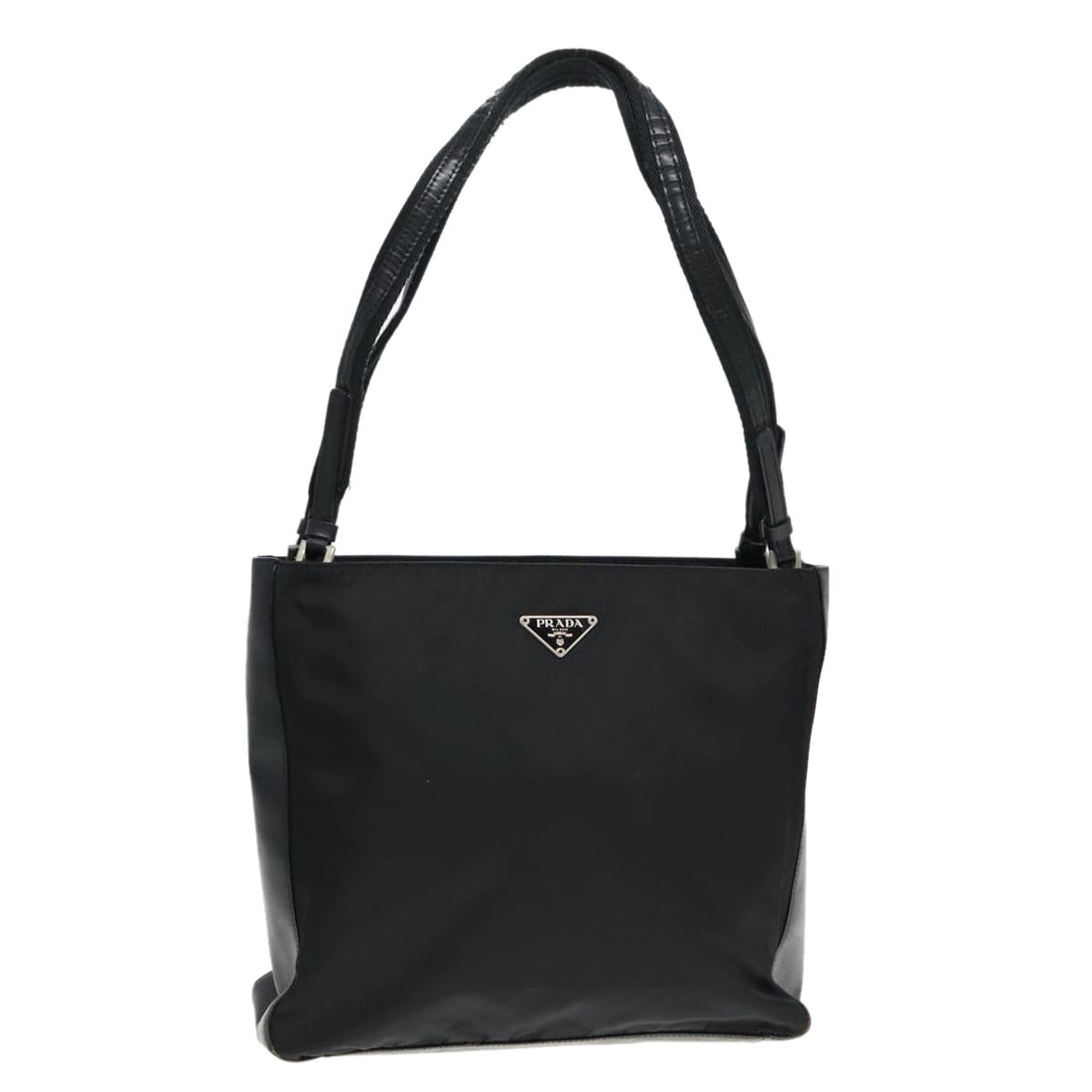 PRADA Black Silver Nylon Tote Bag Auth Italy 94044 (1 of 18)
