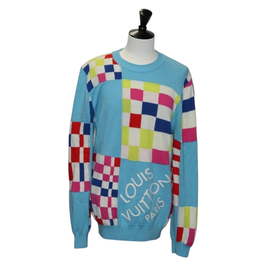 LOUIS VUITTON Damier Wool Sweater Jacket Light Blue Authentic Italy (1 of 16)