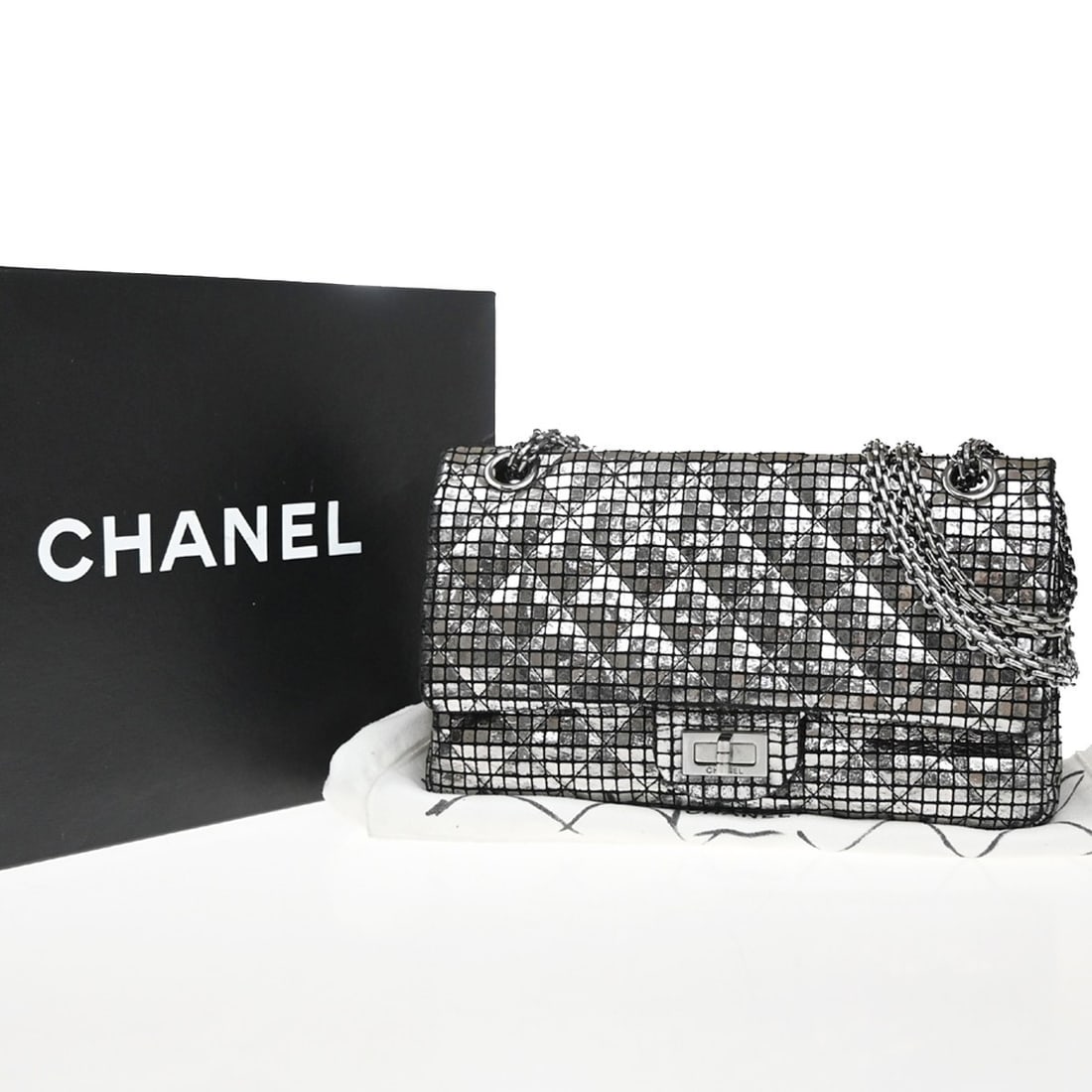 Chanel Reissue 2.55 Silver Flap Handbag (1 of 1)