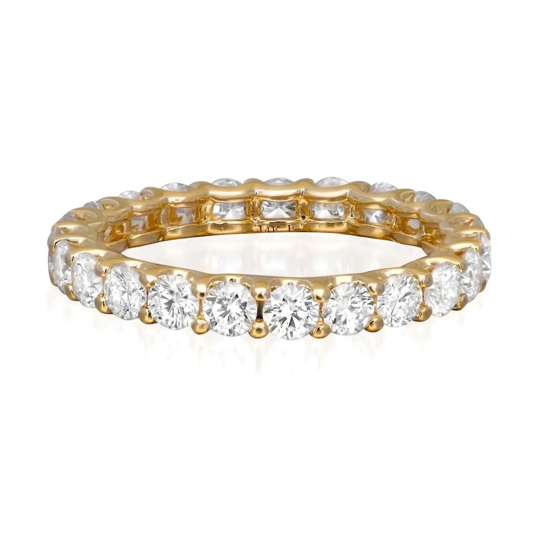 Rachel Koen 14K Yellow Gold Eternity Ring 25 Round Lab Grown Diamonds 1.41Ctw (1 of 5)