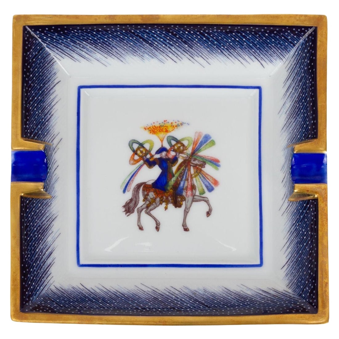 Hermes Feux d'Artifice Blue Porcelain Ashtray France 21st Century (1 of 5)