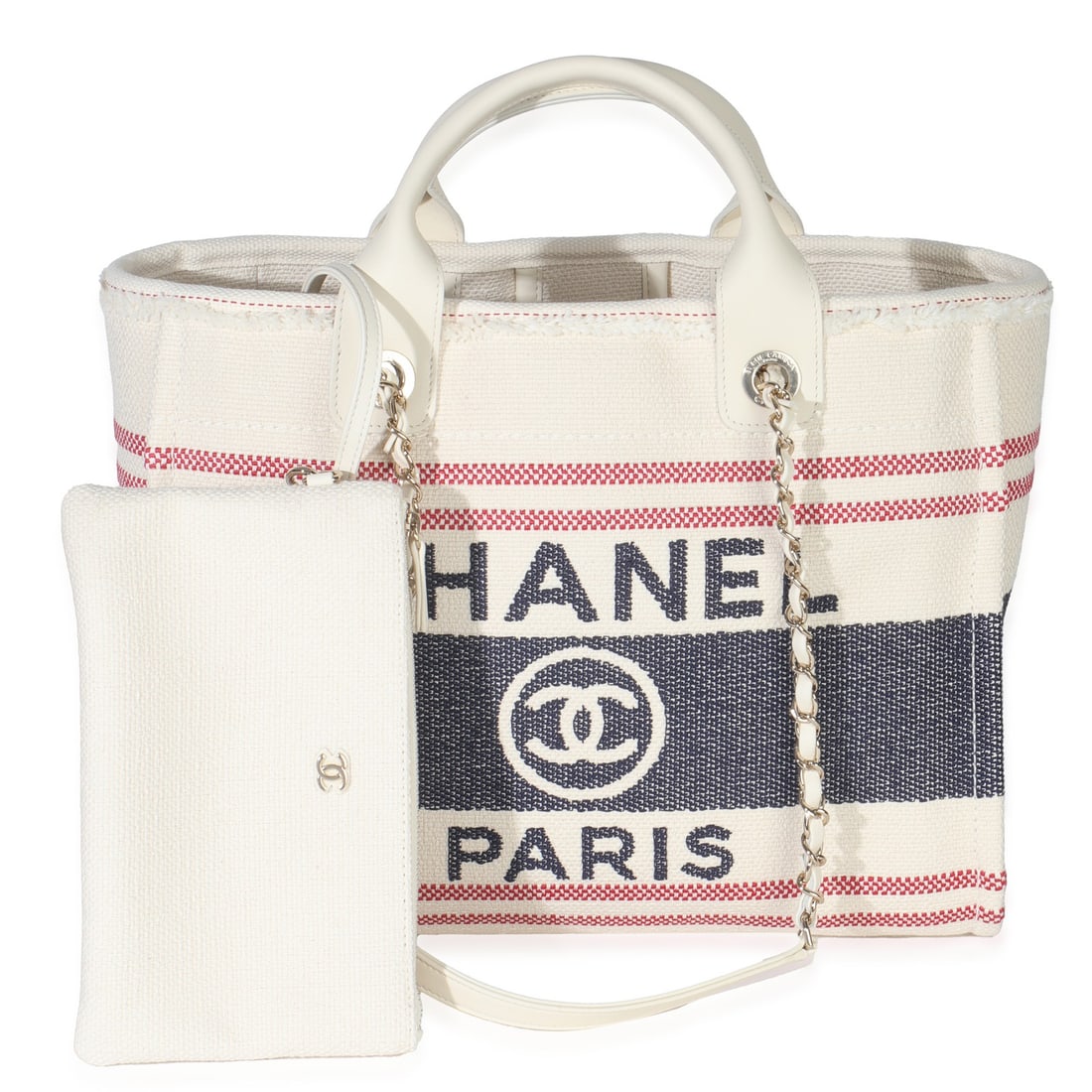 Chanel Medium Deauville Tote Navy Red Beige Canvas 2021 (1 of 9)