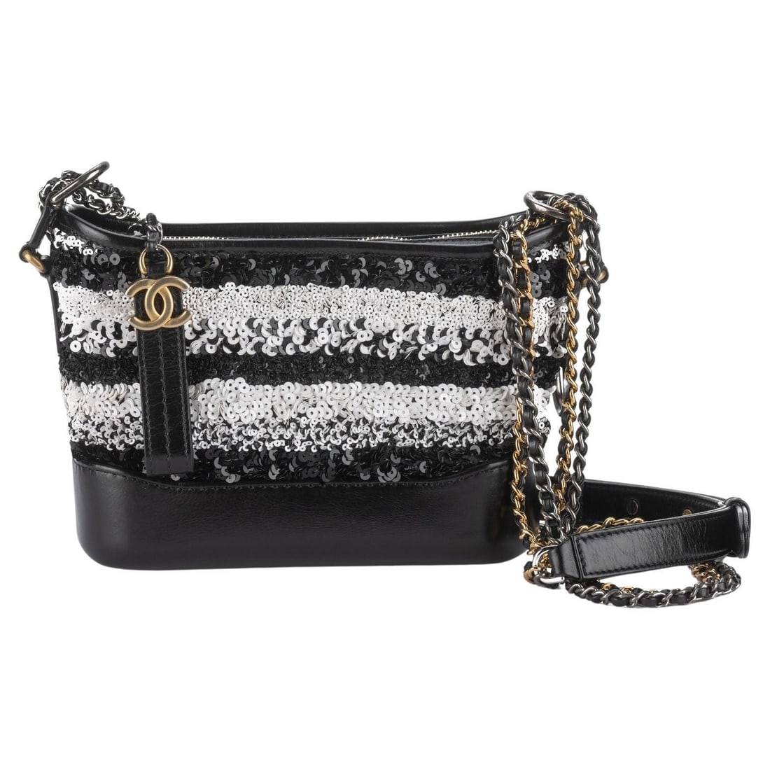 Chanel 2019 Sequin Gabrielle Hobo Bag with Authenticity Card: Chanel 2019 Sequin Gabrielle Hobo Bag with Authenticity Card Introducing the Chanel Small Sequin Gabrielle Hobo, a stunning piece from the 2019 Collection designed by Karl Lagerfeld. This exquisite ba