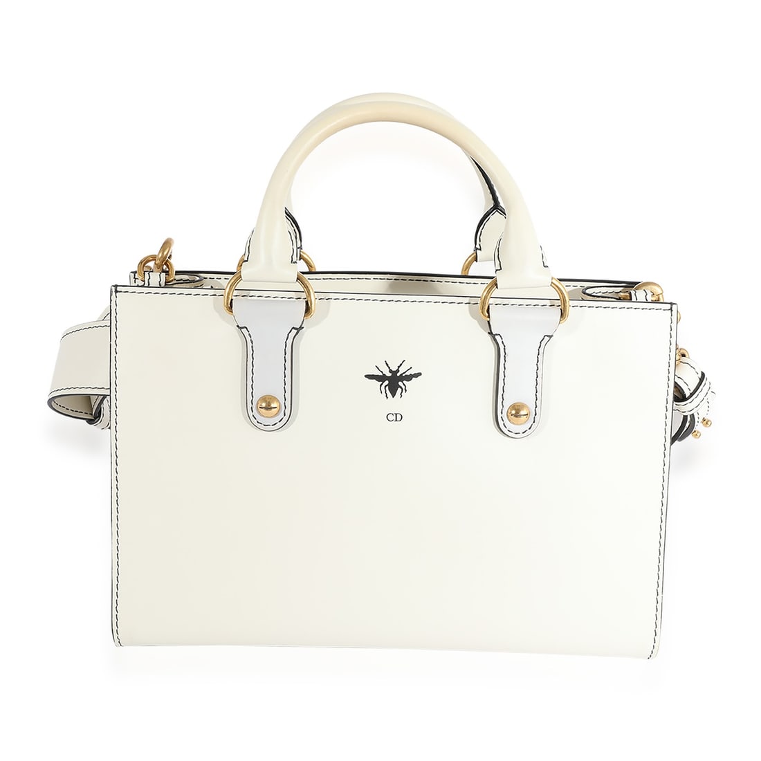 Christian Dior D-Bee Tote White Leather Crossbody Bag 2017: Christian Dior D-Bee Tote White Leather Crossbody Bag 2017 Introducing the Christian Dior D-Bee Tote, a stylish and versatile handbag crafted from smooth white leather. This elegant tote features a sp