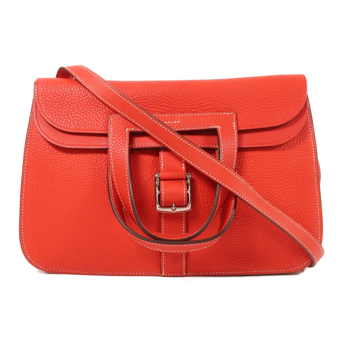 HERMES Halzan 31 2 Way Bag Taurillon Clemence Leather Red (1 of 13)