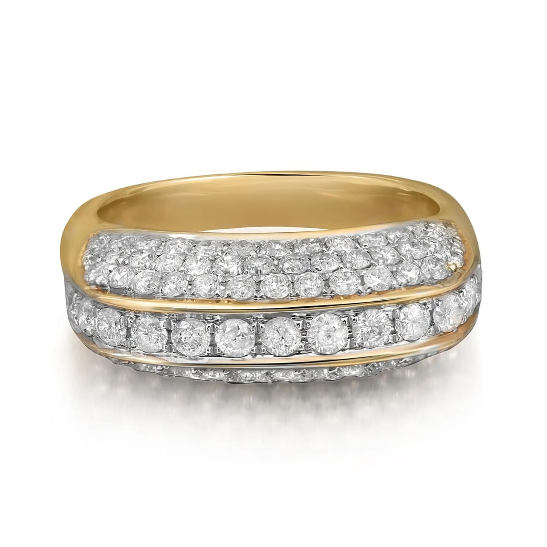 Rachel Koen 1.65ctw Pave Set Diamond Square Ring 14K Yellow Gold Size 7.5 (1 of 5)