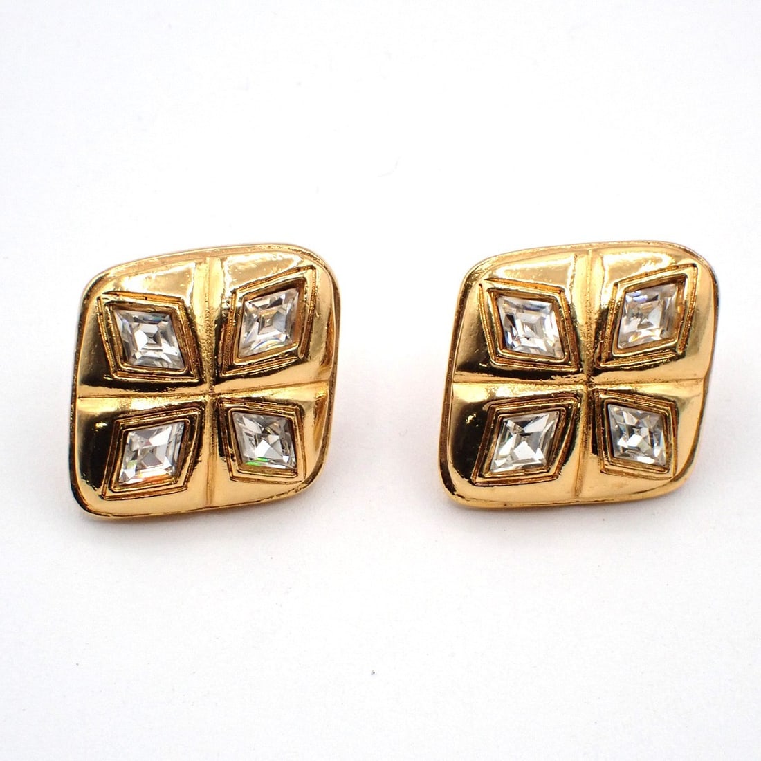 Vintage Clip-On Earrings with CC Diamond Motif by Chanel (1 of 1)