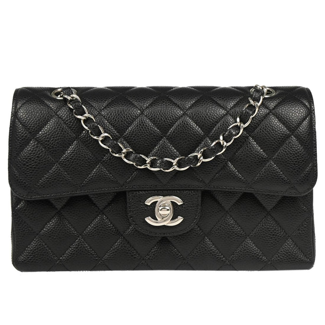 Chanel Classic Double Flap Black Caviar Leather Shoulder Bag with Auth Certificate (1 of 11)