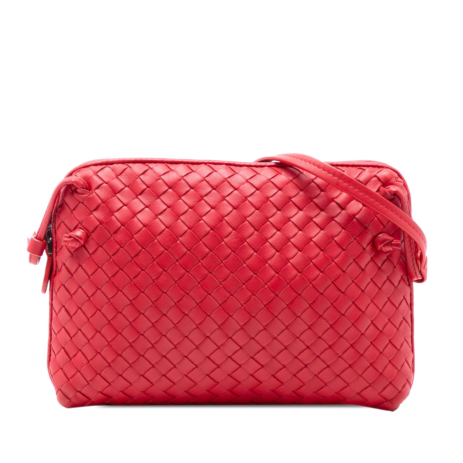 Bottega Veneta Red Nappa Intrecciato Nodini Crossbody Bag (1 of 7)