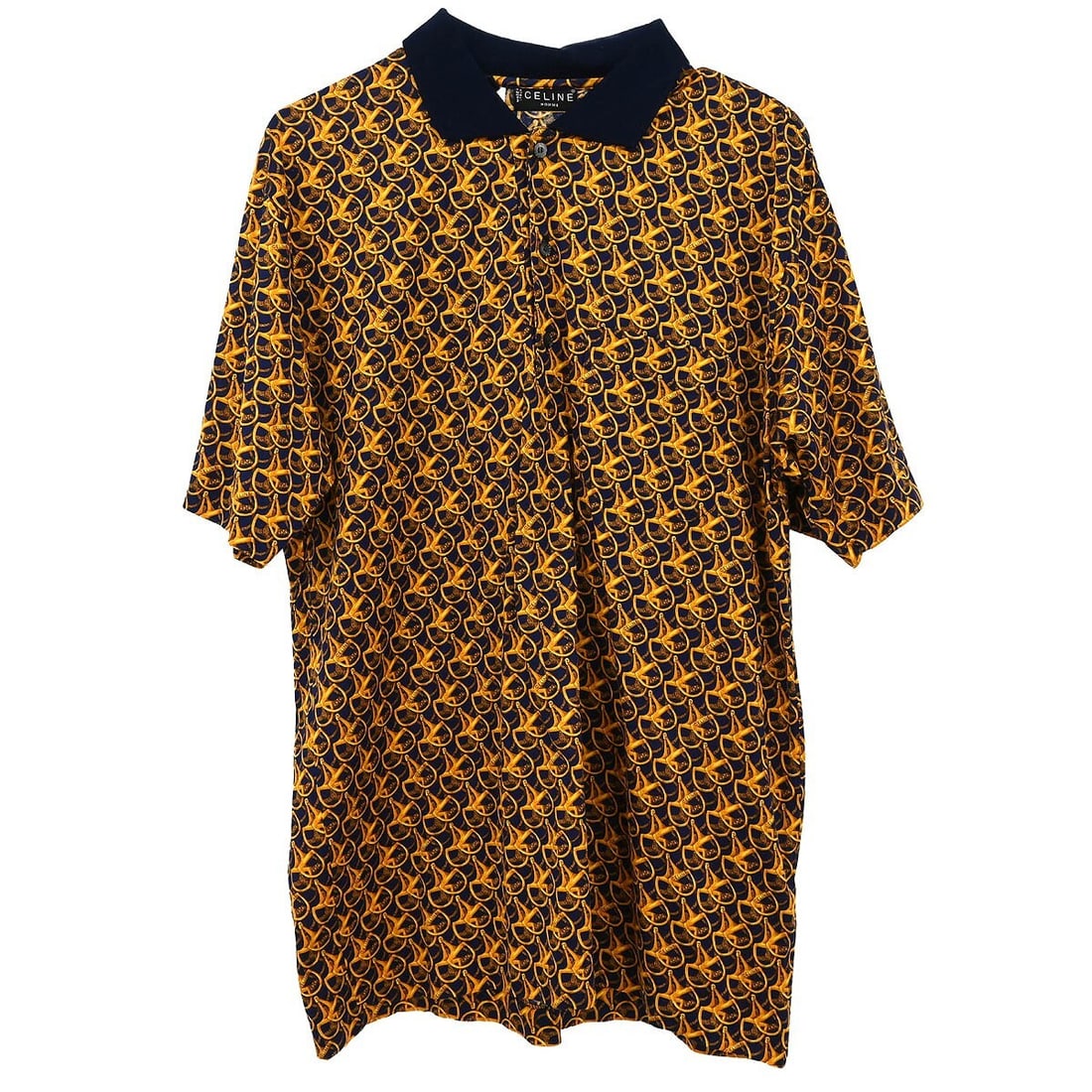 Vintage Celine Yellow Collared Short Sleeve T-Shirt Size M (1 of 10)