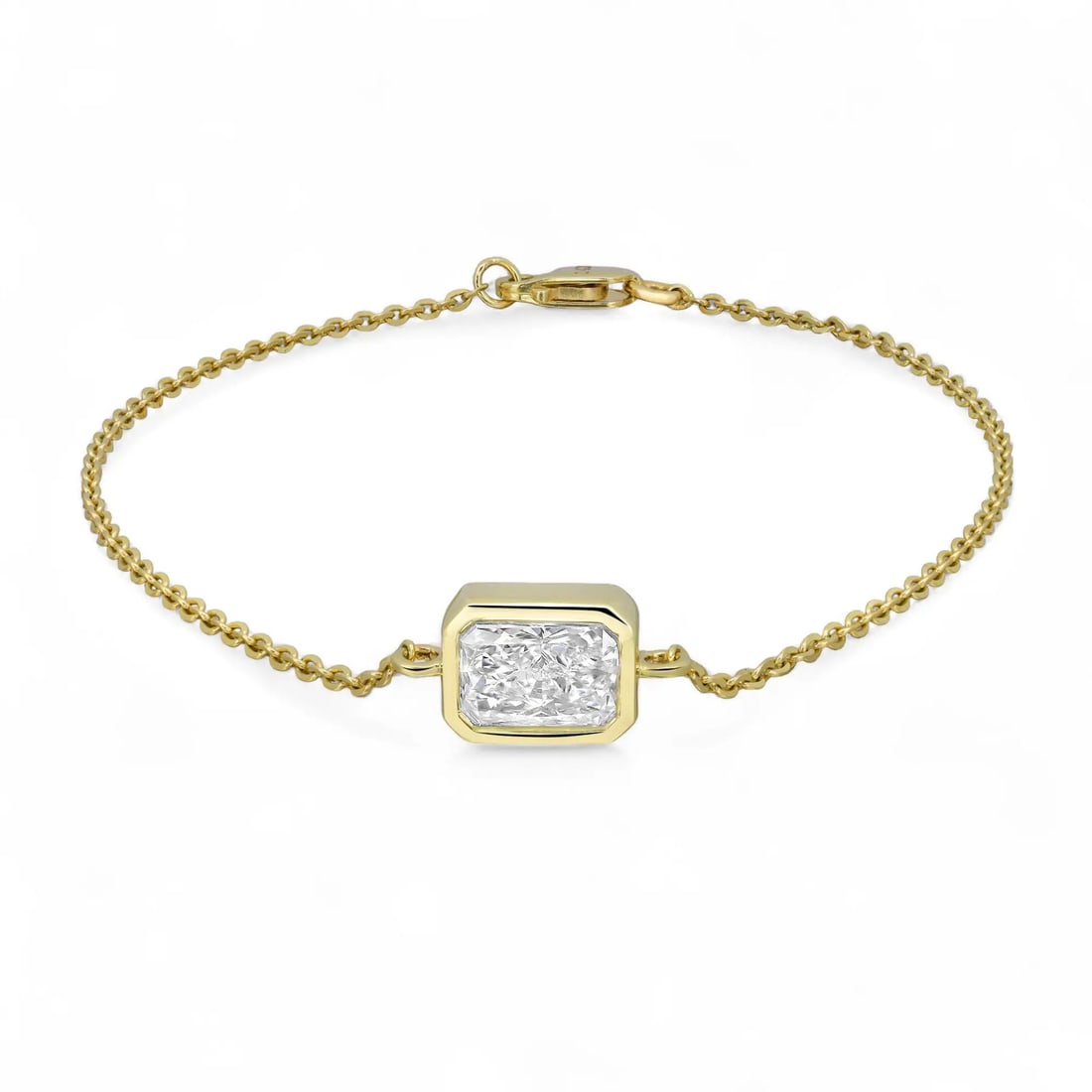 Rachel Koen 14K Yellow Gold 1.00Ctw Lab Grown Diamond Bezel Chain Bracelet (1 of 8)
