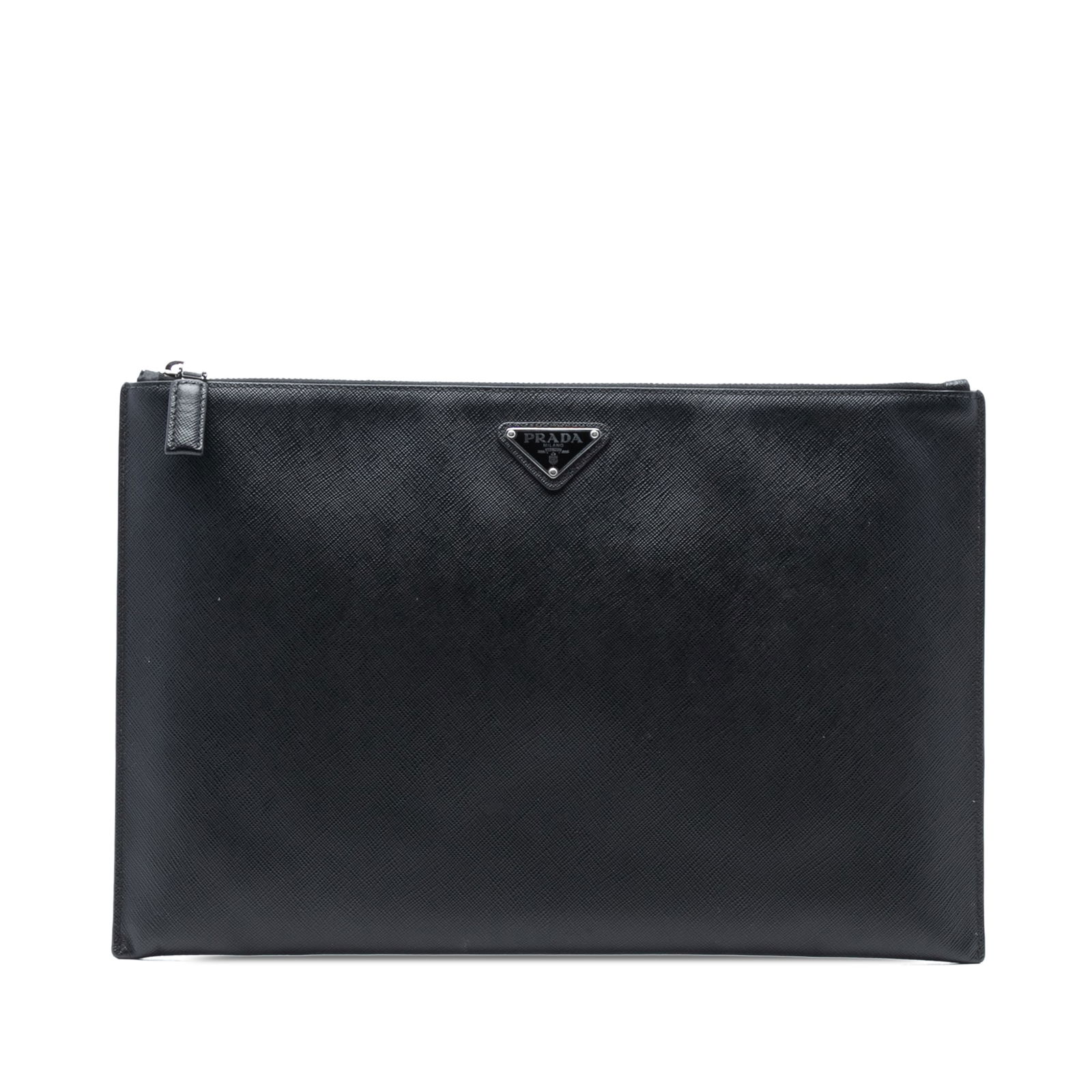 Prada Black Saffiano Leather Clutch Bag with Zip Closure (1 of 6)