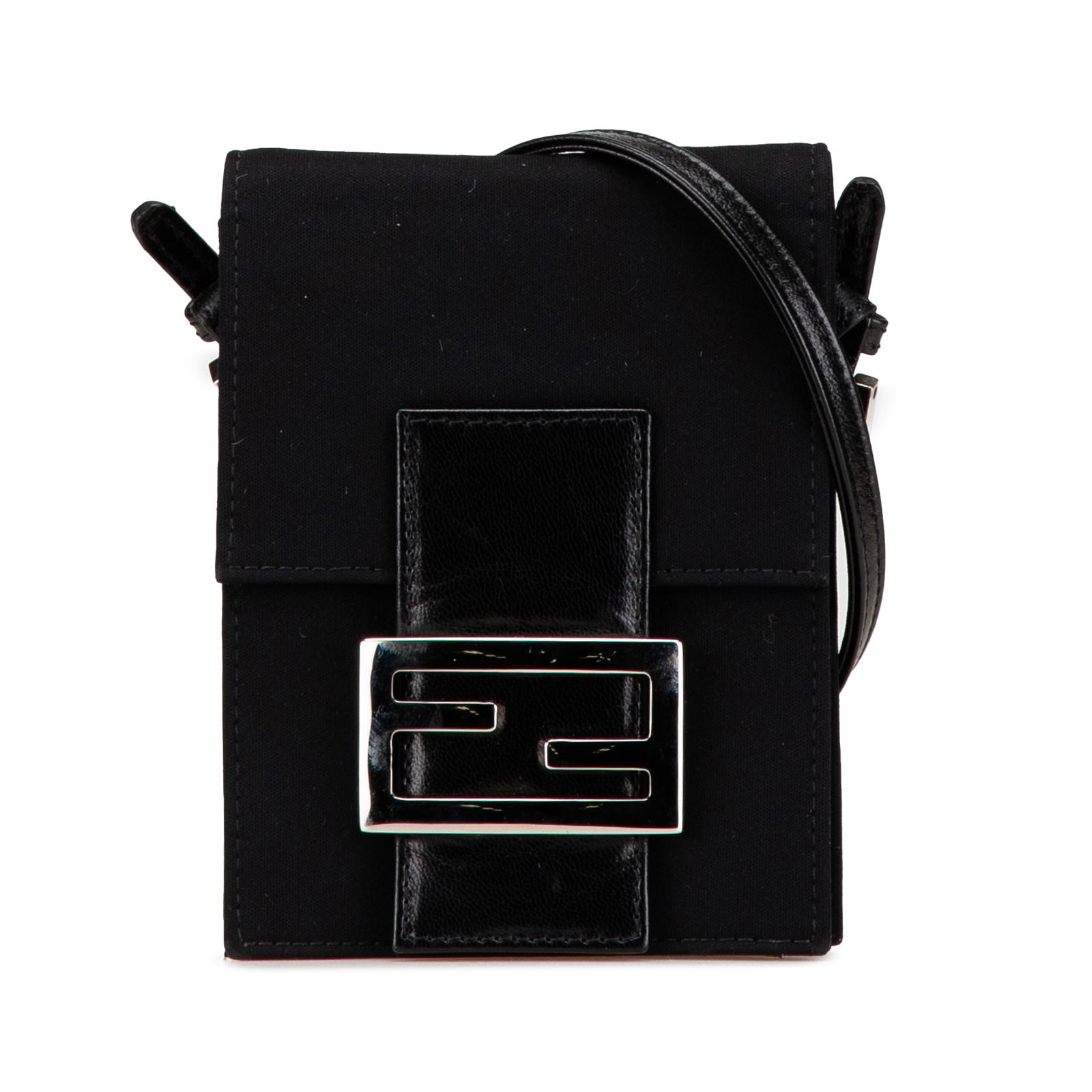 Fendi Mini Nylon FF Lock Crossbody Bag Black Fabric Italy (1 of 14)