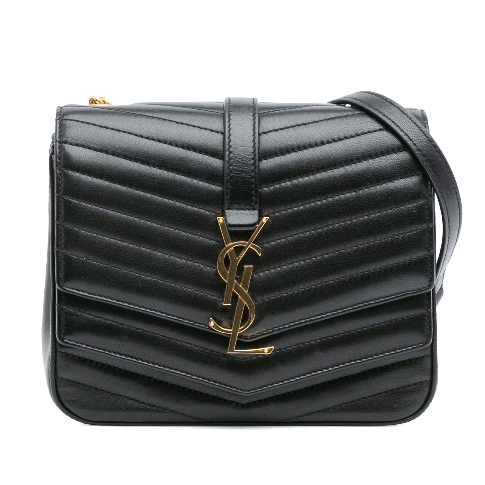 Saint Laurent Black Lambskin Sulpice Crossbody Bag: Saint Laurent Black Lambskin Sulpice Crossbody Bag Elevate your style with the Saint Laurent Small Chevron Lambskin Monogram Sulpice Bag, an elegant crossbody bag crafted from luxurious quilted leathe