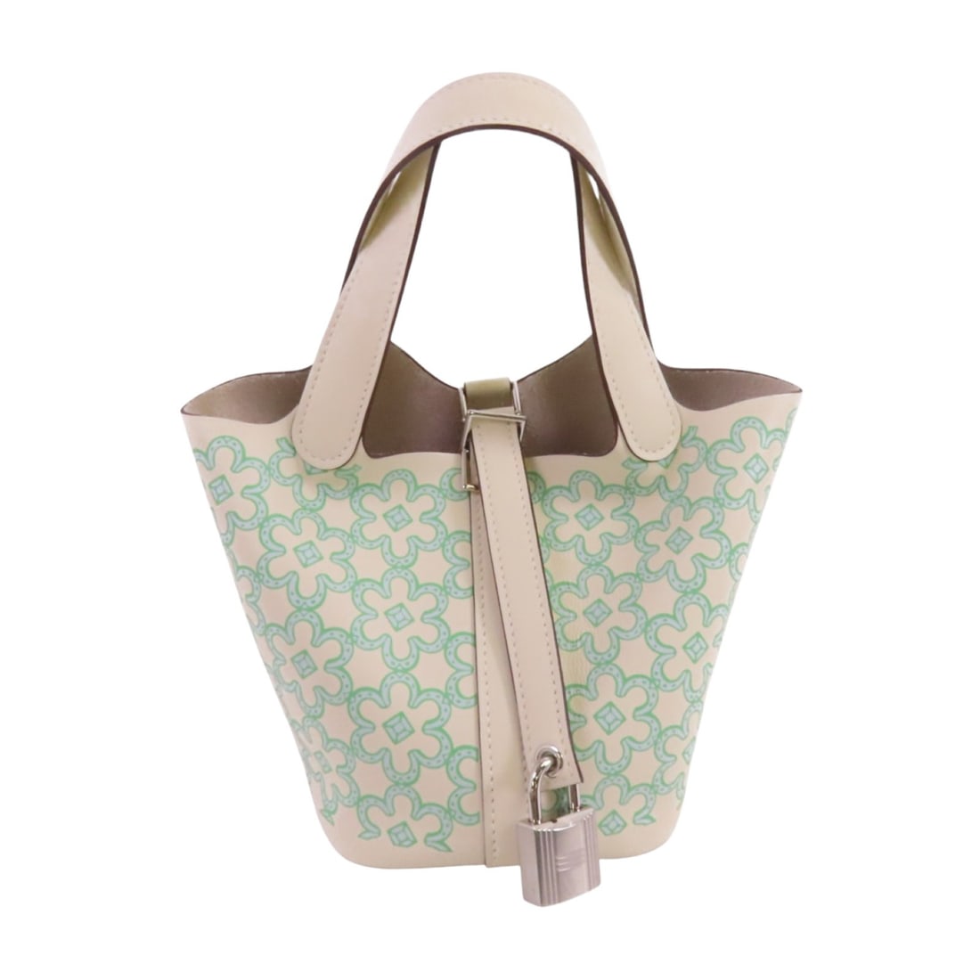 Hermes Picotin Micro Swift Calfskin Handbag in Nata White with Palladium Hardware: Hermes Picotin Micro Swift Calfskin Handbag in Nata White with Palladium Hardware This is an Hermes Picotin Lucky Daisy Micro handbag crafted from Swift calfskin leather in a Nata white color. The bag