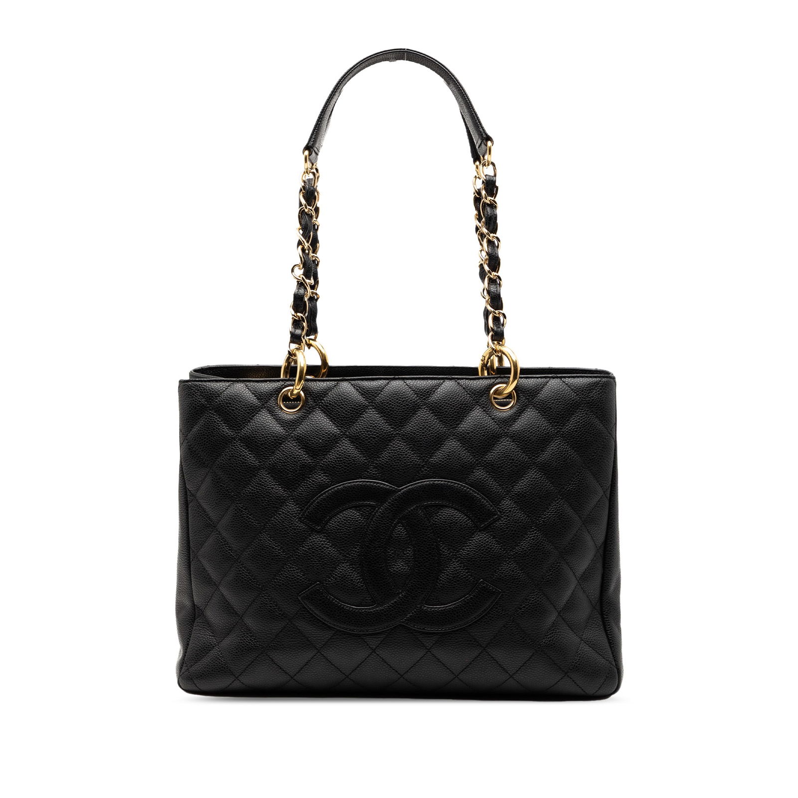 Black Chanel Quilted Leather Grand Shopping Tote with Chain Straps (1 of 7)