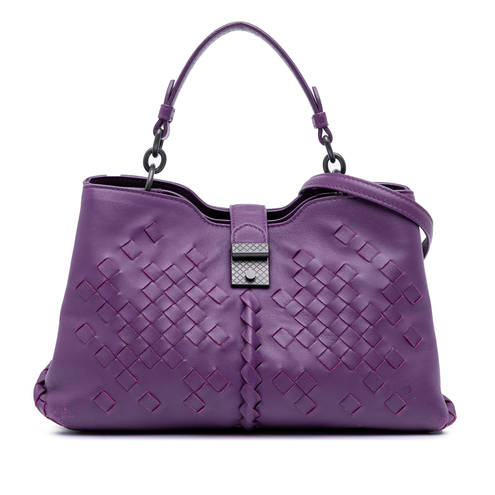 Bottega Veneta Purple Nappa Intrecciato Napoli Satchel Leather Bag (1 of 13)