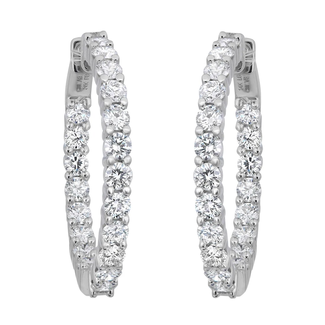 Rachel Koen 14K White Gold Lab Grown Diamond Hoop Earrings 3.86ct (1 of 4)