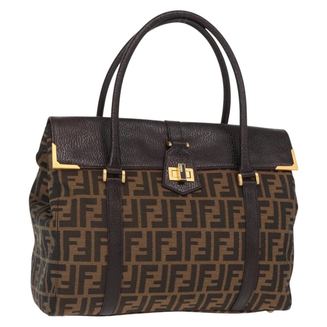 FENDI Zucca Canvas Tote Bag Black Brown Italy Auth 134349AV (1 of 18)