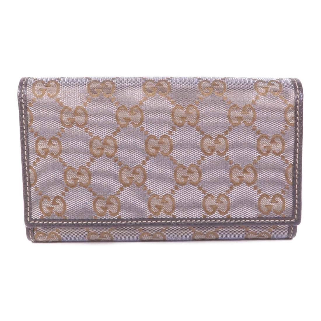 GUCCI GG Tri-fold Wallet Silver Brown Canvas GHW 263114 Italy (1 of 14)