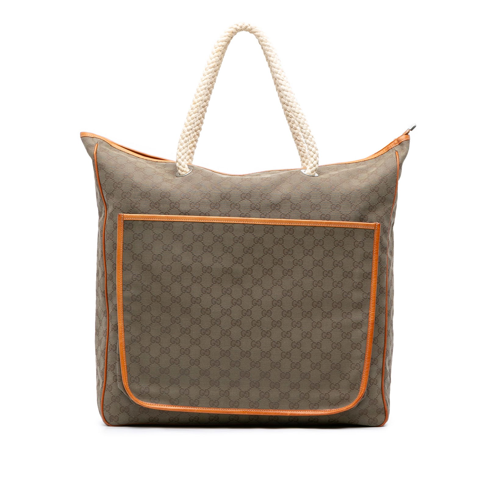 Gucci GG Canvas Rope Tote Bag Brown Italy Fabric: Gucci GG Canvas Rope Tote Bag Brown Italy Fabric This Gucci GG Canvas Rope Tote is a stylish and functional accessory, crafted from durable canvas with elegant leather trim. It features a top zip clos