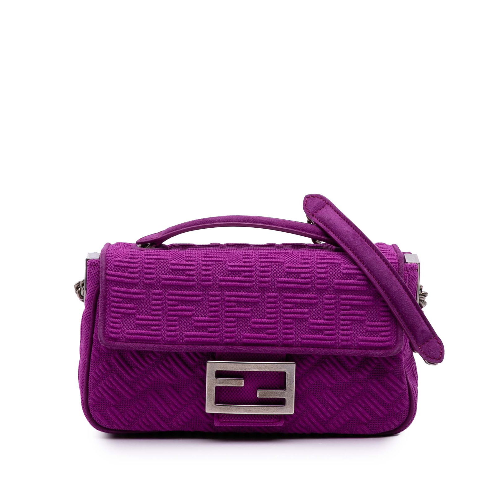 Fendi Zucca Embossed Fabric Chain Shoulder Bag Purple (1 of 11)