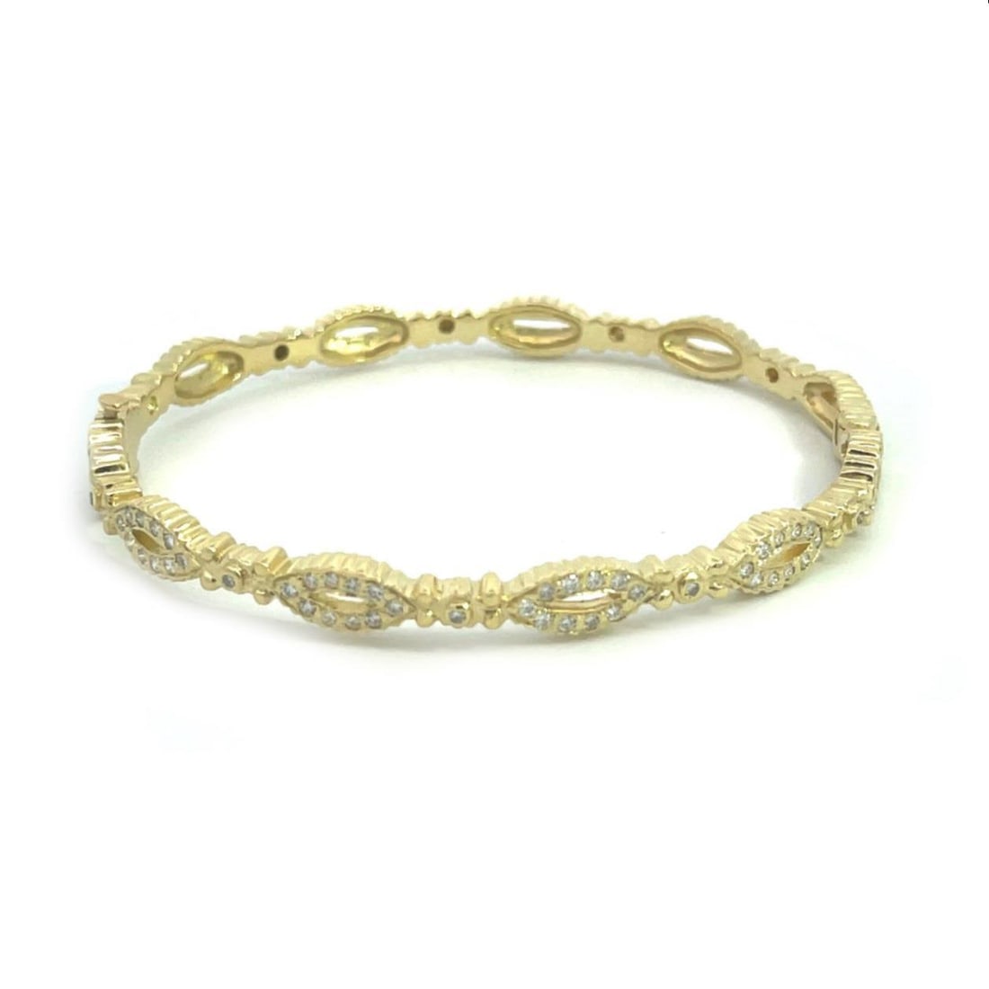 Doris Panos 18k Yellow Gold Diamond Hinge Bangle 5mm (1 of 7)