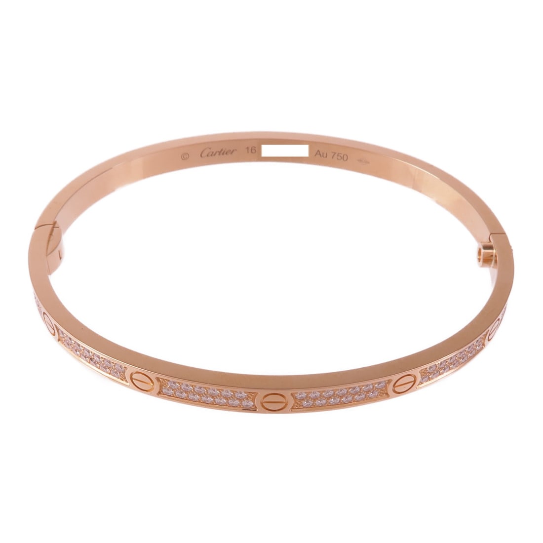 CARTIER Love Bracelet 18K Pink Gold with Diamond: CARTIER Love Bracelet 18K Pink Gold with Diamond This exquisite Cartier Love Bracelet is crafted from 18K pink gold (K18PG) and features a stunning diamond centerpiece. The bracelet showcases a clear