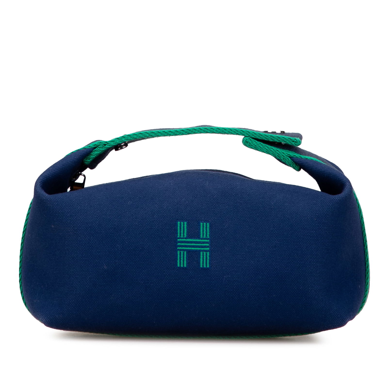 Hermes Small Toile Bride A Brac Case Blue Fabric Bag: Hermes Small Toile Bride A Brac Case Blue Fabric Bag The Hermes Small Canvas Bride A Brac Case is a stylish and functional accessory crafted from durable fabric. This bag features a flat handle and a