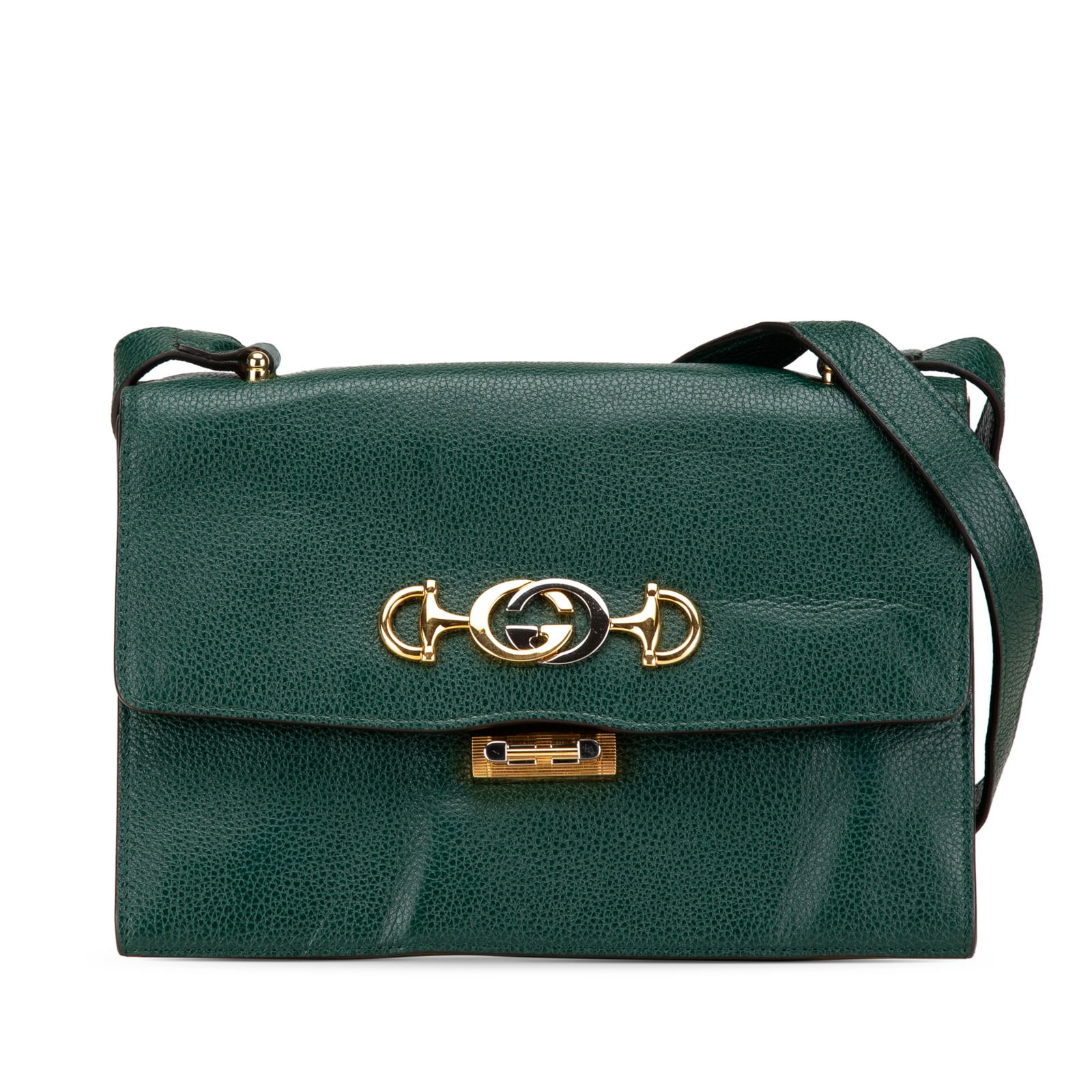Gucci Green Small Leather Zumi Flap Crossbody Bag (1 of 10)