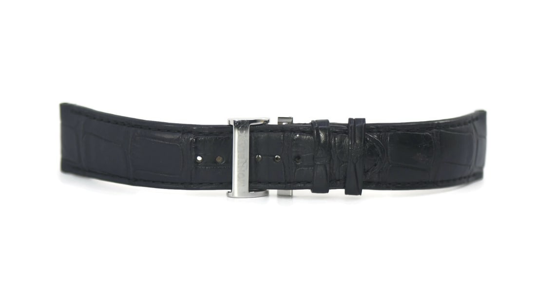 Montblanc 21mm Black Leather Wristwatch Band Authentic: Montblanc 21mm Black Leather Wristwatch Band Authentic This Montblanc wristwatch band features a sleek black leather design, perfect for adding a touch of elegance to your timepiece. With a band width