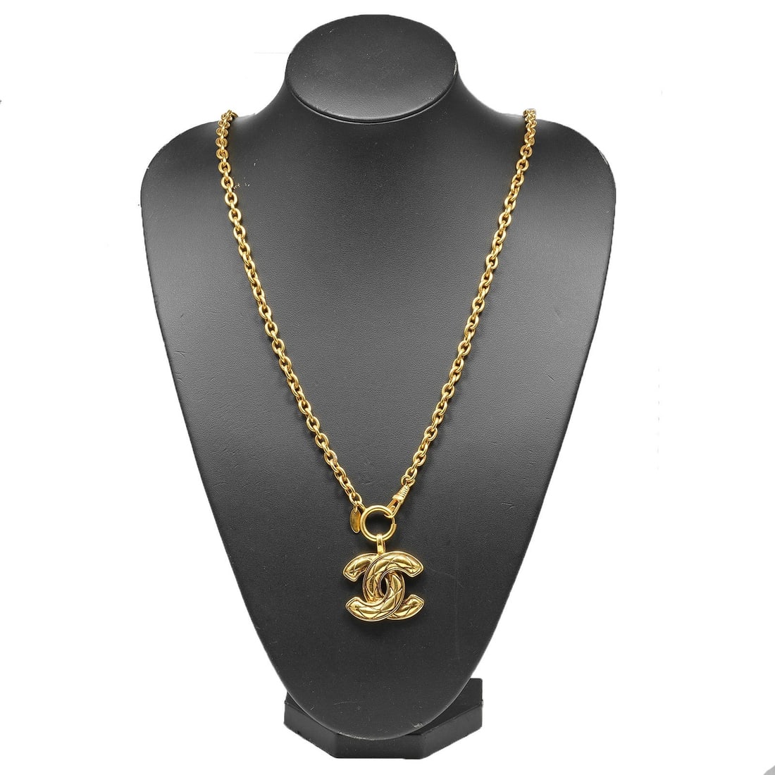 Vintage Chanel Gold Tone CC Logo Pendant Necklace (1 of 2)