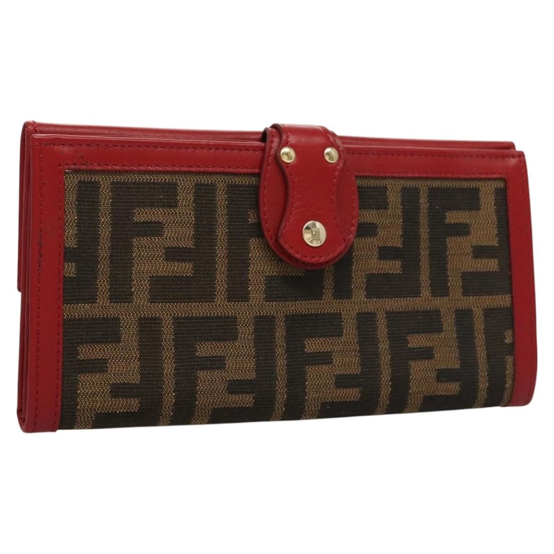 FENDI Zucca Canvas Wallet Black Brown Red Italy Auth 117263 (1 of 18)